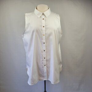 Calvin Klein Sleeveless White Button-Up Shirt XL